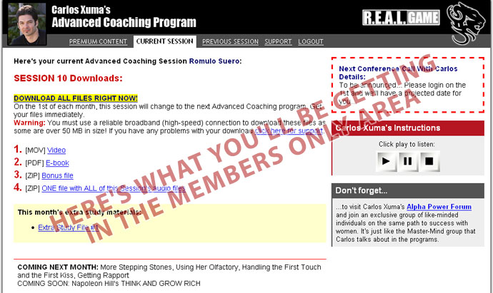 screenshot from the members area - 1